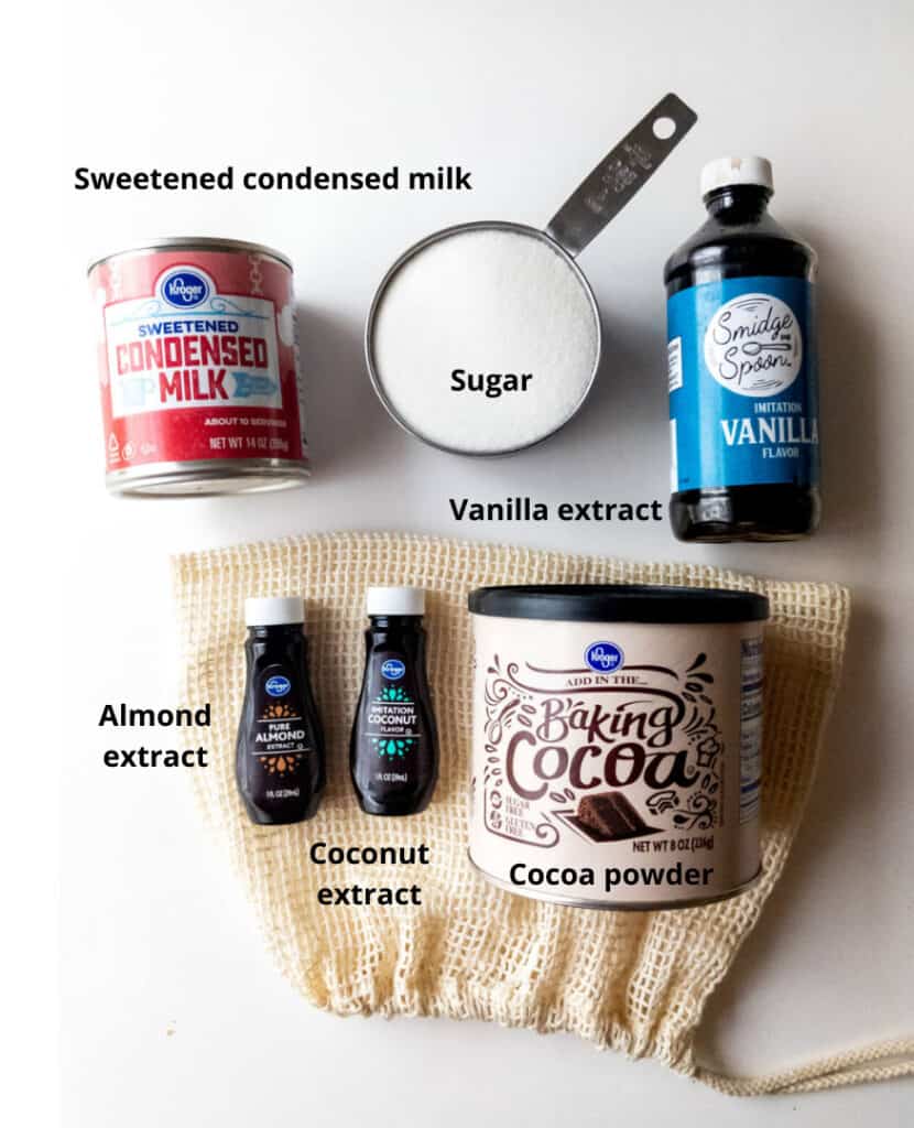 Ingredients for Irish cream flavored syrup