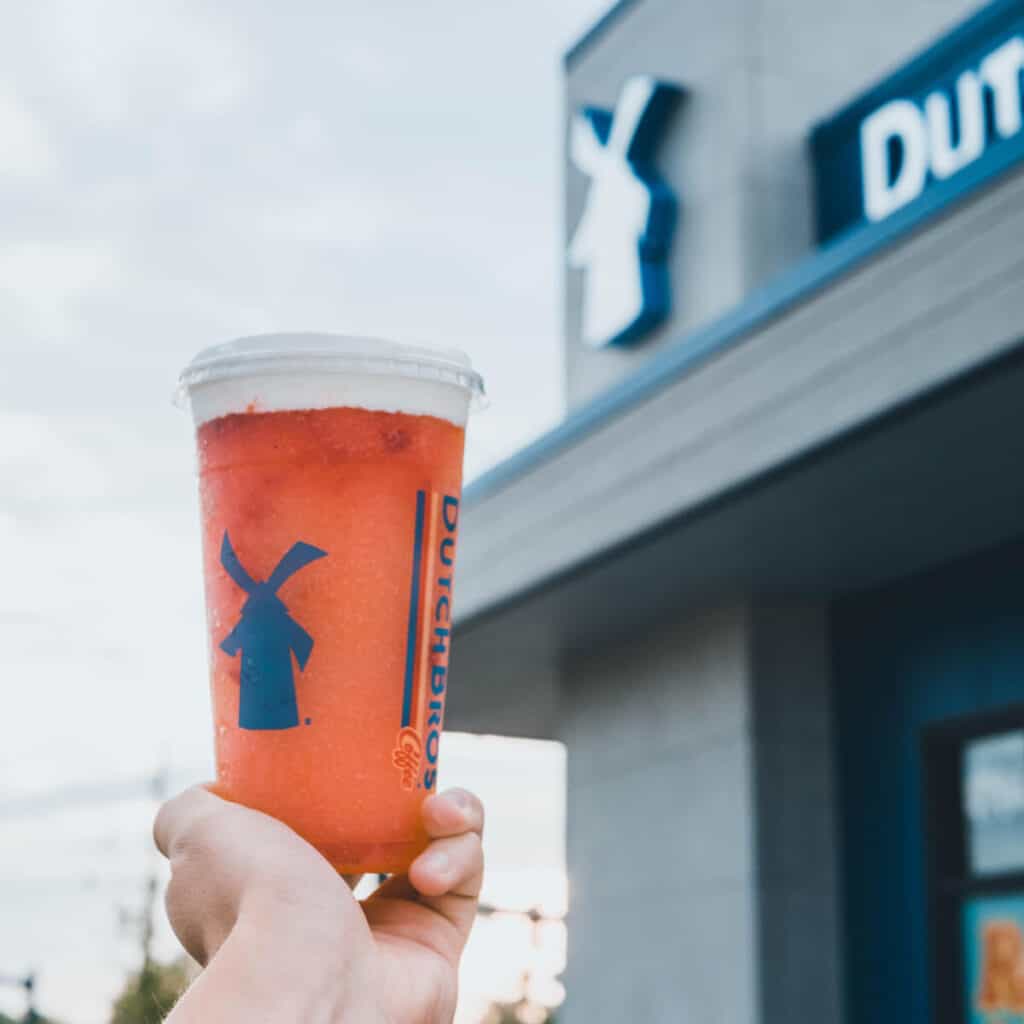 Dutch Bros blended rebel with soft top.