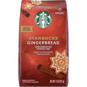 Bag of Starbucks Gingerbread ground coffee.
