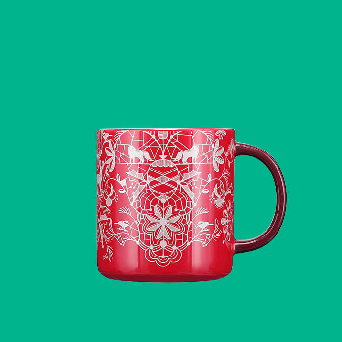 Starbucks Red Woodland Lace Mug.